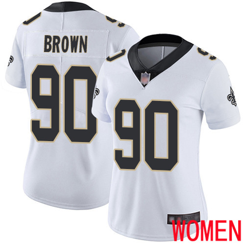 New Orleans Saints Limited White Women Malcom Brown Road Jersey NFL Football 90 Vapor Untouchable Jersey
